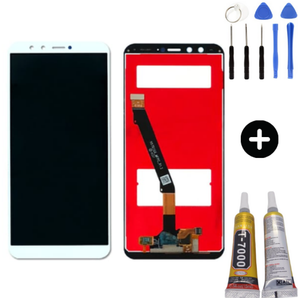 TE Huawei P Smart 2018 Uyumlu HK Lcd Ekran Dokunmatik Beyaz + Montaj Seti - Image 1