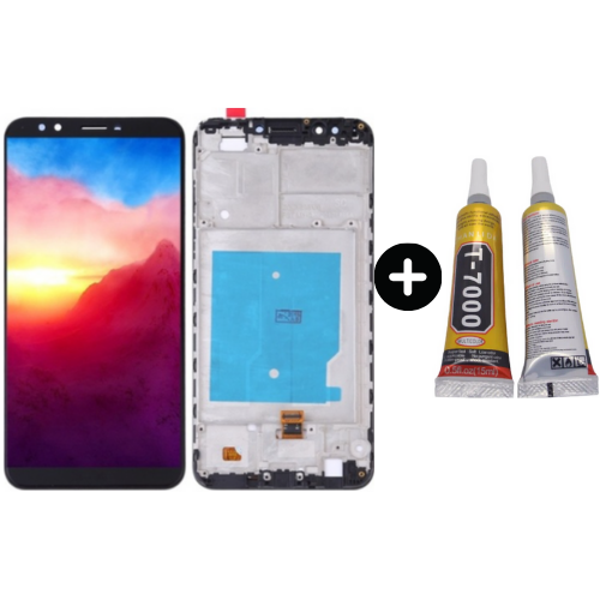 TE Huawei Y7 2018 Uyumlu Çıtalı HK Lcd Ekran Dokunmatik Siyah + B7000 - Image 1