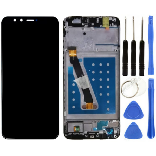 TE Huawei P Smart 2018 Uyumlu Çıtalı Lcd Ekran Dokunmatik Siyah + Tamir Seti - Image 1
