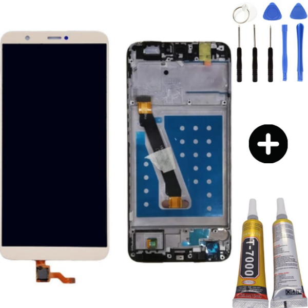 TE Huawei P Smart 2018 Uyumlu Çıtalı A Kalite Lcd Ekran Dokunmatik Gold  + Montaj Seti - Image 1