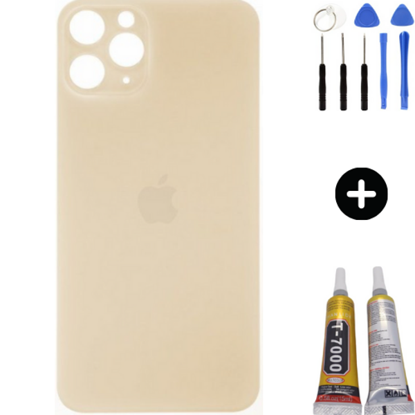  iPhone 11 Pro Max Uyumlu Arka Pil Batarya Kapak Gold + Montaj Seti - Image 1