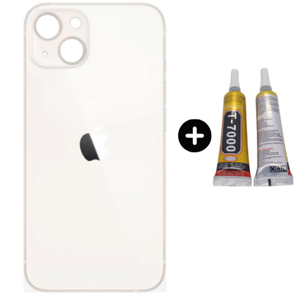  iPhone 13 Uyumlu Arka Pil Batarya Kapak Beyaz + B7000 - Image 1