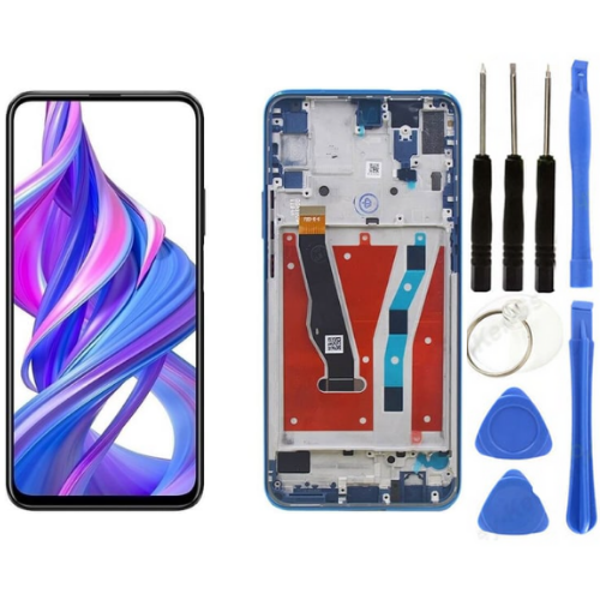 TE Huawei Y9 Prime 2019 Uyumlu Çıtalı OLED Lcd Ekran Dokunmatik Mavi + Tamir Seti - Image 1