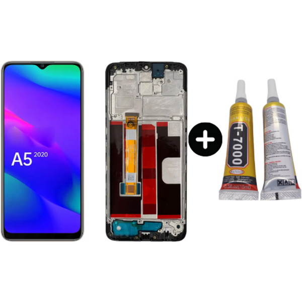 TE Oppo A5 2020 Çıtalı Lcd Dokunmatik Ekran + B7000 - Image 1