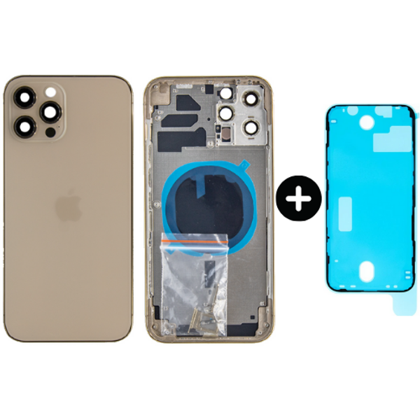  iPhone 12 Pro Max Uyumlu Boş Kasa Gold + Sıvı Ve Toz Bandı - Image 1
