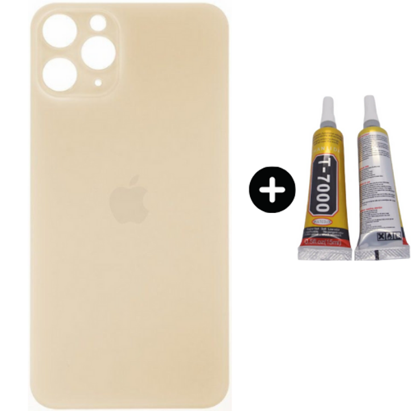  iPhone 11 Pro Uyumlu Arka Pil Batarya Kapak Gold + B7000 - Image 1