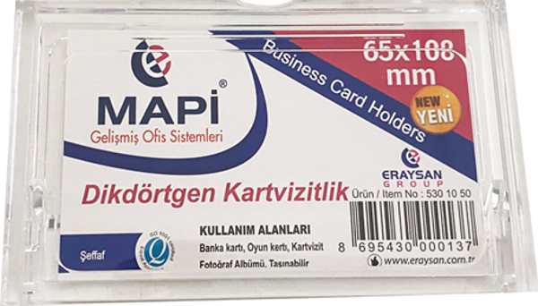 MAPİ AKRİLİK KARTVİZİTLİK DİKDÖRTGEN ŞEFFAF 65X108 - Image 1