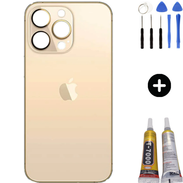  iPhone 13 Pro Uyumlu Arka Pil Batarya Kapak Gold + Montaj Seti - Image 1