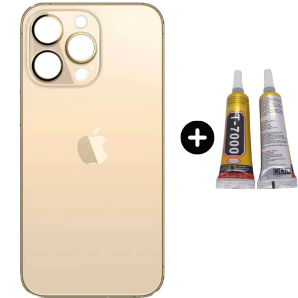  iPhone 13 Pro Uyumlu Arka Pil Batarya Kapak Gold + B7000 - Image 1
