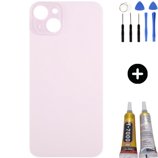  iPhone 15 Plus Uyumlu Arka Pil Batarya Kapak Pembe + Montaj Seti - Image 1