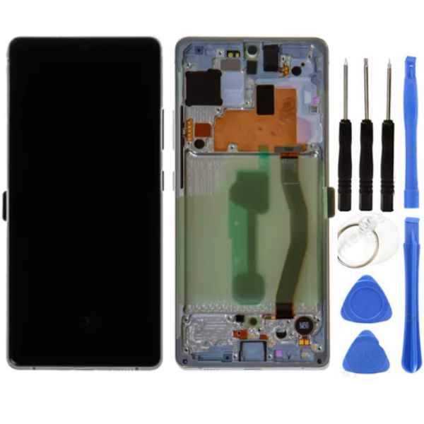 TE Samsung S10 Lite G770F Uyumlu Çıtalı Lcd Ekran Servis Beyaz - Image 1
