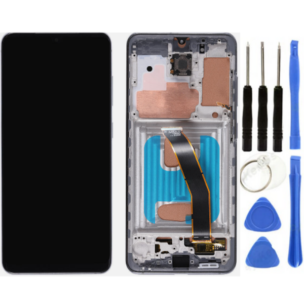 TE Samsung S20 G981 Uyumlu Çıtalı Lcd Ekran Servis Siyah  - Image 1