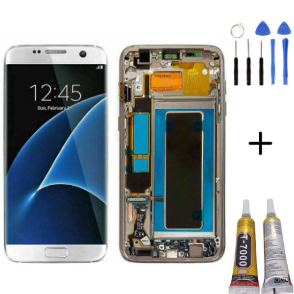 TE Samsung S7 Edge G935F Uyumlu Çıtalı A Kalite Lcd Ekran Beyaz  - Image 1
