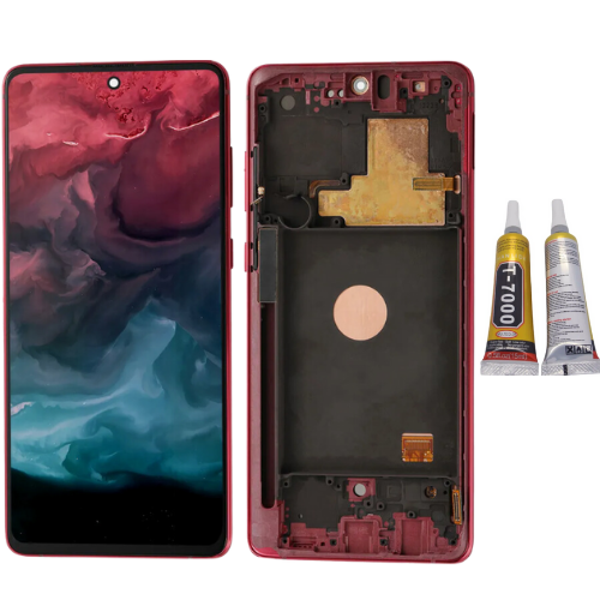 TE Samsung Note 10 Lite N770 Uyumlu Çıtalı Lcd Ekran Kırmızı  - Image 1