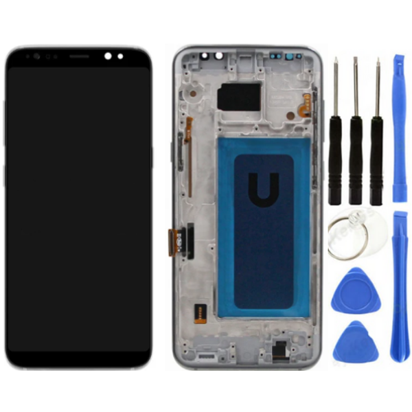 TE Samsung S8 Plus G955F Uyumlu Çıtalı Lcd Ekran Servis Beyaz - Image 1