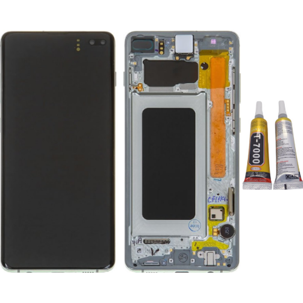 TE Samsung S10 Plus G975 Uyumlu Çıtalı Lcd Ekran Servis Yeşil - Image 1