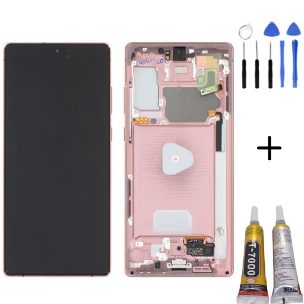 TE Samsung Note 20 5G N981 Uyumlu Çıtalı Lcd Ekran Servis Pembe - Image 1