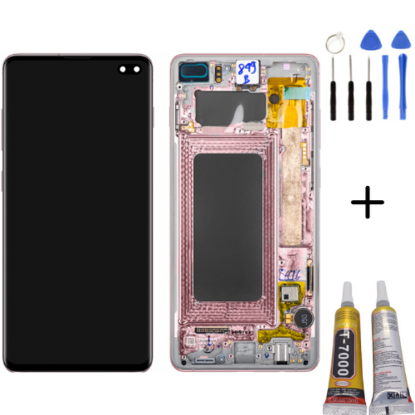 TE Samsung S10 Plus G975 Uyumlu Çıtalı A Kalite Lcd Ekran Gold - Image 1