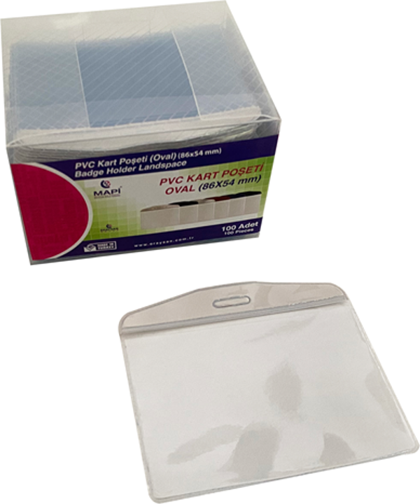 MAPİ PVC KART POSETLERİ (OVAL) BEYAZ SERİTLİ   100'LÜ PAKET - Image 1