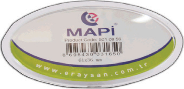 MAPİ ŞEFFAF İĞNELİ İSİMLİK (OVAL) K11 68X42 25Lİ PAKET - Image 1