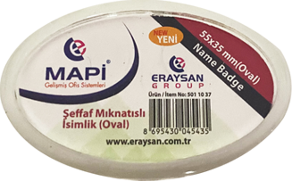 MAPİ ŞEFFAF MIKNATISLI İSİMLİK (OVAL) 55X35 TEKLİ - Image 1