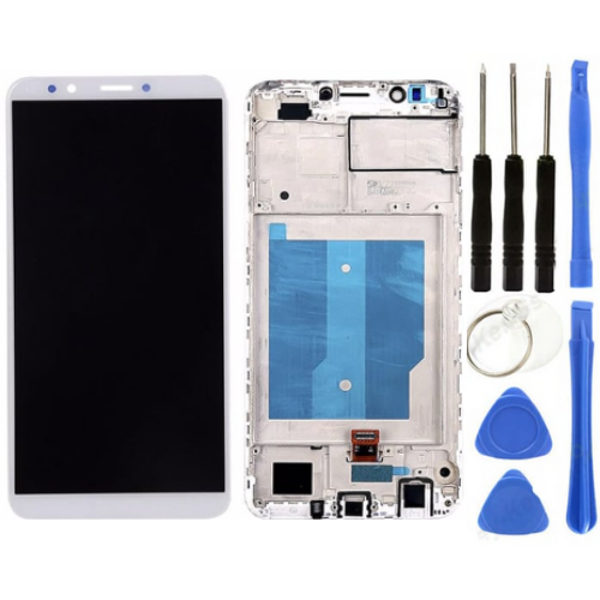 TE Huawei Y7 2018 Uyumlu Çıtalı Lcd Ekran Dokunmatik Beyaz + Tamir Seti - Image 1