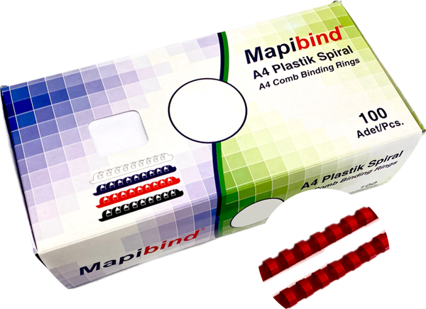 MAPİBİND 14MM PLASTİK SPİRAL KIRMIZI  100 AD. - Image 1
