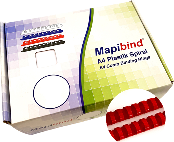 MAPİBİND 20MM PLASTİK SPİRAL KIRMIZI  100 AD. - Image 1