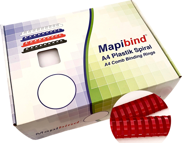 MAPİBİND 38MM PLASTİK SPİRAL KIRMIZI 50 AD - Image 1