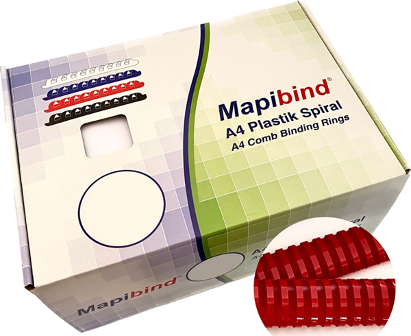MAPİBİND 45MM PLASTİK SPİRAL KIRMIZI 50 AD - Image 1