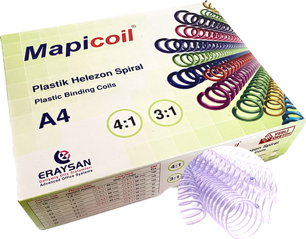 MAPİCOİL 3:1 PLASTİK HELEZON SPİRAL 18MM ŞEFFAF 100 AD  36 LOP - Image 1