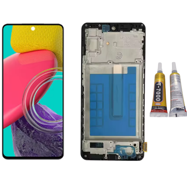 TE Samsung M53 5G M536 Uyumlu Çıtalı Lcd Ekran Servis + B7000  - Image 1
