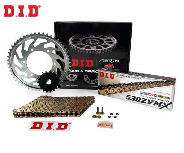 ZİNCİR DİŞLİ SETİ HONDA VFR (800 cc)  (1998-2001) / HONDA / VFR 800 / 800cc / ZİNCİR: DID-530ZVM-X (Gold)-108 / ÖN-ARKA  - Image 1
