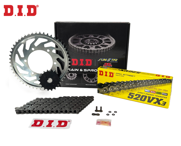 ZİNCİR DİŞLİ SETİ HONDA CBR 250R (250 cc)  (2010-2013) / HONDA / CBR 250R / 250cc / ZİNCİR: DID-520VX3 (Çelik)-108 / ÖN  - Image 1