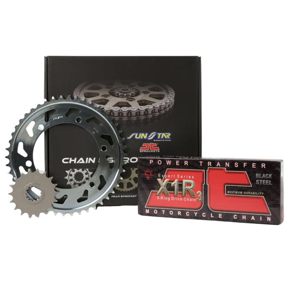 ZİNCİR DİŞLİ SETİ SUZUKI GSX F (650 cc)  (2008-2014) / SUZUKI / GSX F / 650cc / ZİNCİR: JT-525X1R3 (Çelik)-118 / ÖN DİŞL - Image 1