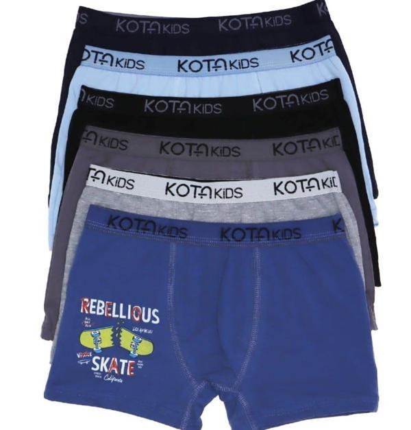 KOTA 1005 ERKEK ÇOCUK RENKLİ BASKILI BOXER 6 ADET - Image 1