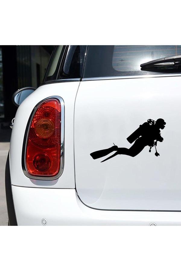 Hediyene Bak Dalgıç Adam Araç, Araba, Oto, Motorsiklet, Kask, Laptop, Cam Sticker 29X16 Cm - Image 1