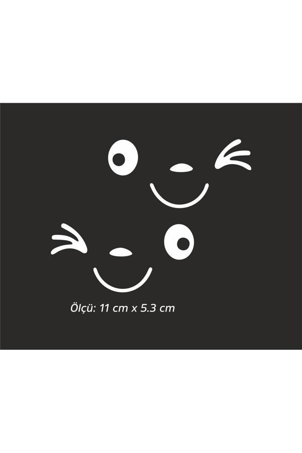 Hediyene Bak Dikiz Aynası Gülen Yüz Araç, Araba, Oto, Motorsiklet, Kask, Laptop, Cam Sticker 11X5,3 Cm - Image 1