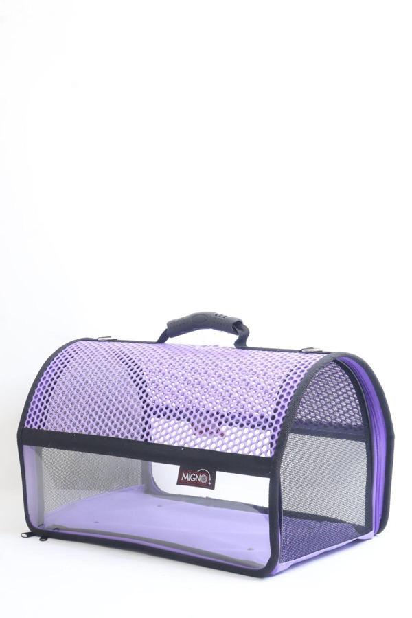 Migno Flybag Voyager Fileli-Şeffaf Model Kedi Köpek Taşıma Çantaları - Mor - Image 1