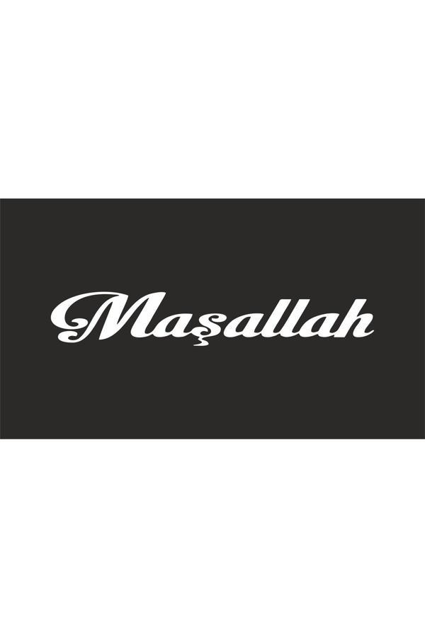 Hediyenebak Maşallah Yazılı Araç, Araba, Oto, Motorsiklet, Kask, Laptop, Cam Sticker 24X4 Cm - Image 1