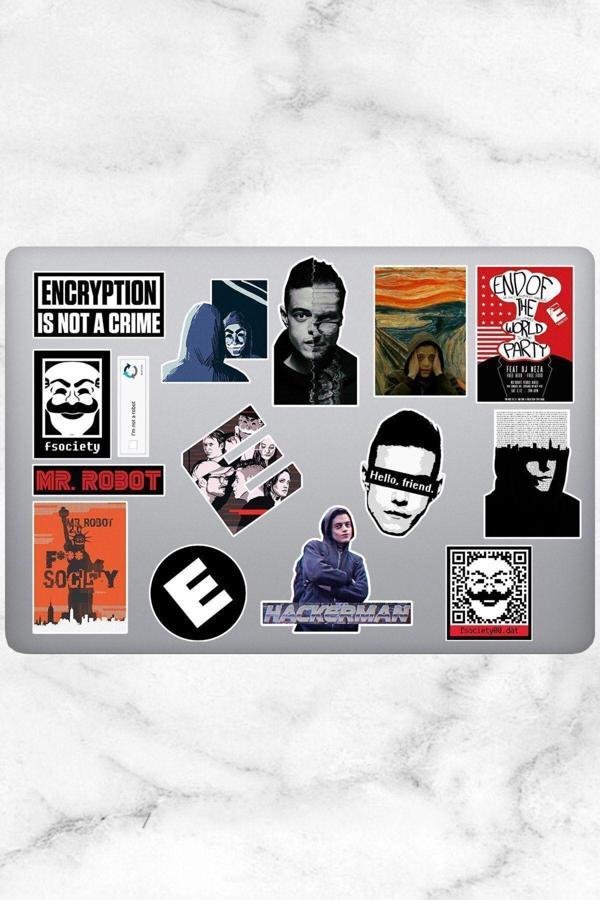 Hediyene Bak Mr. Robot Temalı Sticker Seti, Çıkartma, Ajanda Bujo Scrapbook Kolaj Etiket Bullet Journal - Image 1