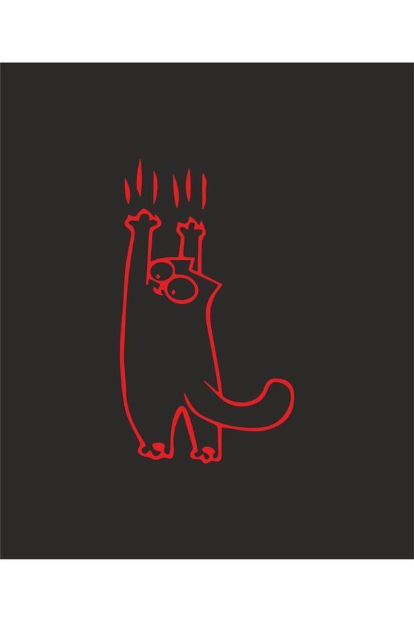 Hediyenebak Kayan Kedi Araç, Araba, Oto, Motorsiklet, Kask, Laptop, Cam Sticker 14X8 Cm - Image 1