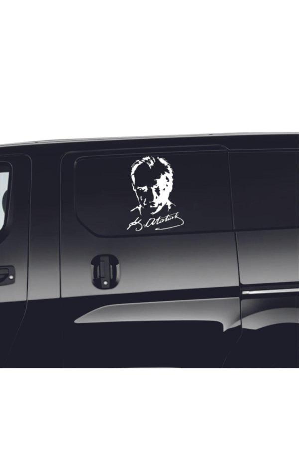 Hediyene Bak Mustafa Kemal Atatürk İmzalı Araç, Araba, Oto, Motorsiklet, Kask, Laptop, Cam Sticker 19,4X15 Cm - Image 1