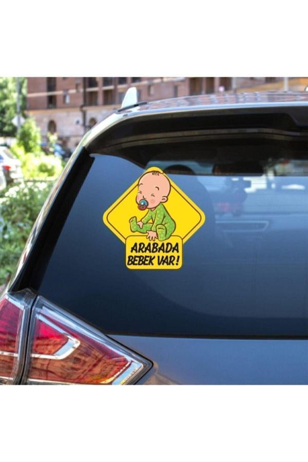 Hediyenebak Arabada Bebek Var Araç, Araba, Oto, Motorsiklet, Kask, Laptop, Cam Sticker 15X15 Cm - Image 1