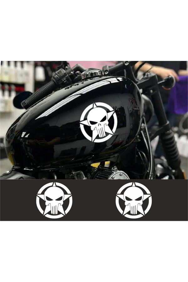 Hediyene Bak Beş Köşeli Yıldız Kafatası Cam Oto Motor Araba Sticker 14 X 14 Cm - Image 1