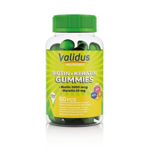 Valıdus Multıforce Bıotın + Keratın 60 Gummıes (Pectın) - Image 1