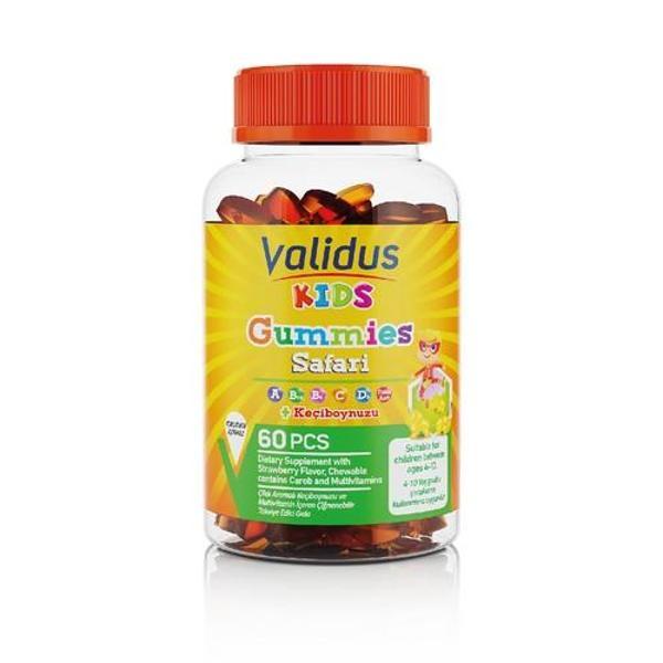 Valısus Kıds Safarı Carob + Vıtamın A-C-D3 60 Gummıes (Bovıne Gelatın) - Image 1
