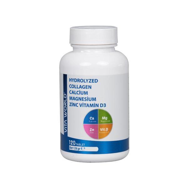 Vıtaworld Magn.Cal.Zinc.Vit D3 Vit K2 Hydro Coll.120 Tb - Image 1