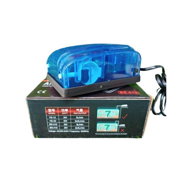 Jingye Çift Çıkışlı Akvaryum Hava Motoru Mavi 5W, 2x4L/Min - Image 1