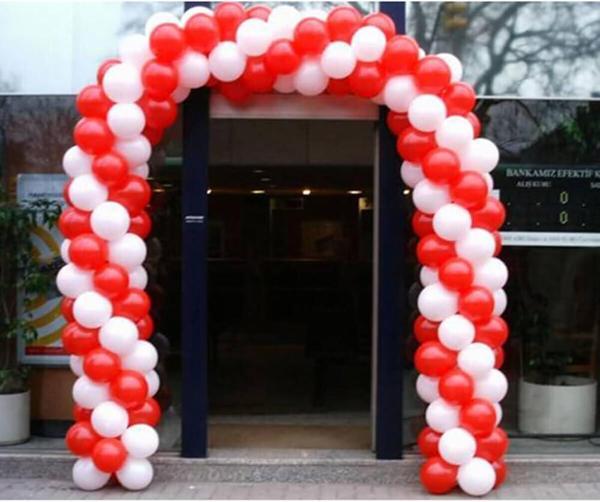 100 ADET KIRMIZI-BEYAZ BALON SETİ VE BALON BALON ZİNCİRİ - Image 1